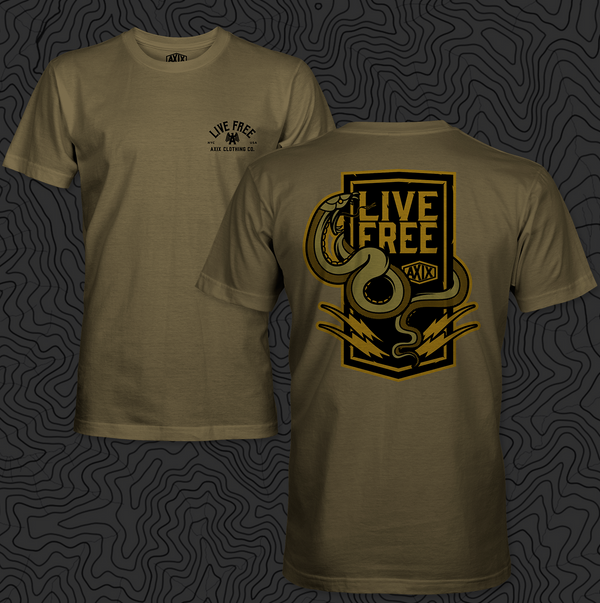 Live Free, Army Green Active Tee